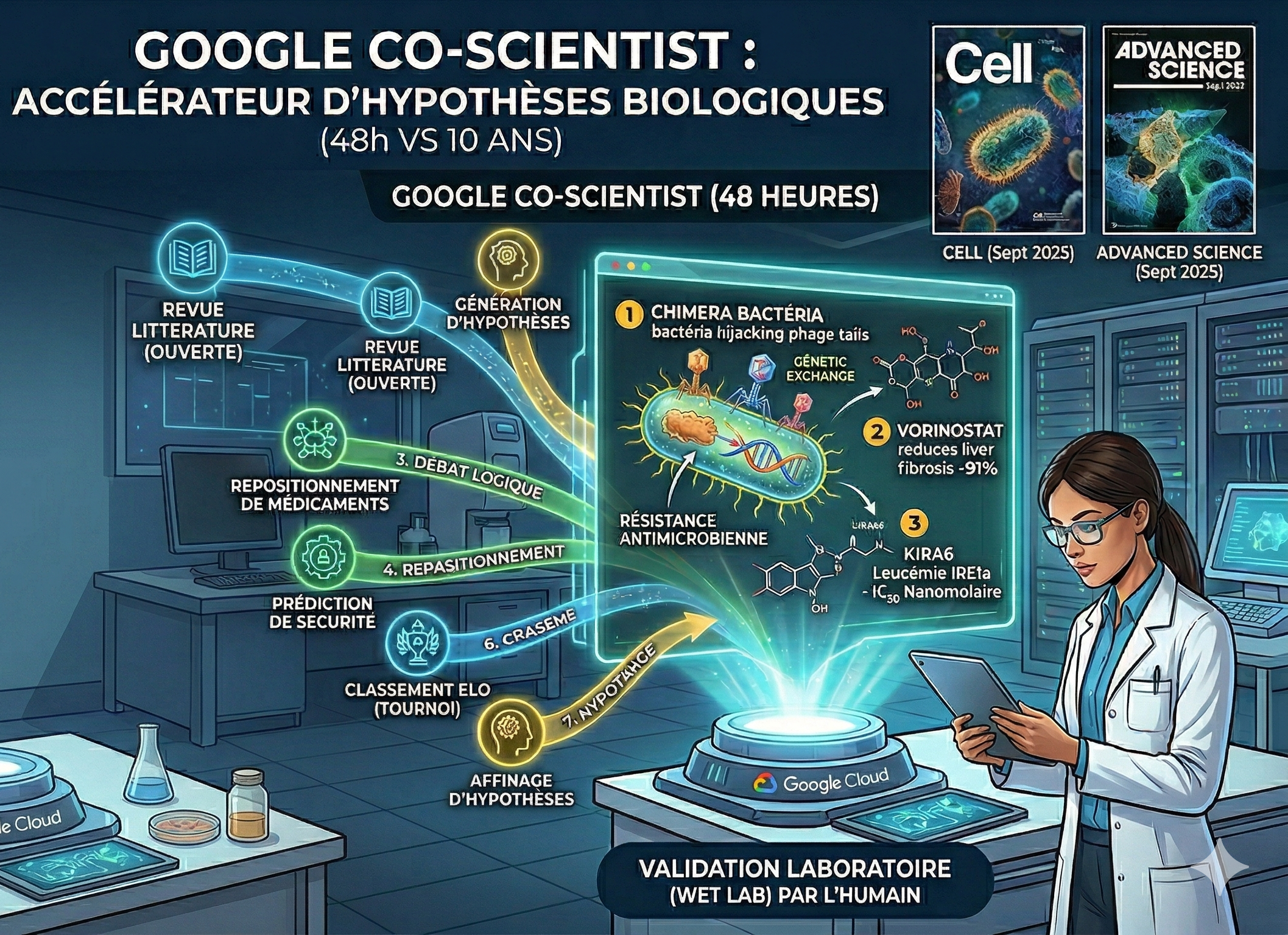 Google Co-Scientist: biological hypothesis accelerator, 48h vs 10 years